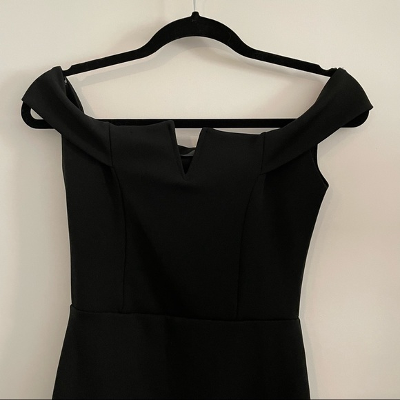 Missguided V Front Bardot Midi Dress Black - Picture 7 of 12